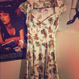White Tiki Hula girl Pinup Dress Banned